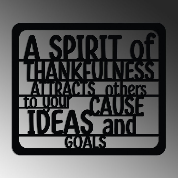 Wallity A Spirit of Thankfulness - Escultura de pared metálica negra